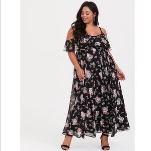 Torrid size 0 black floral dress (long)